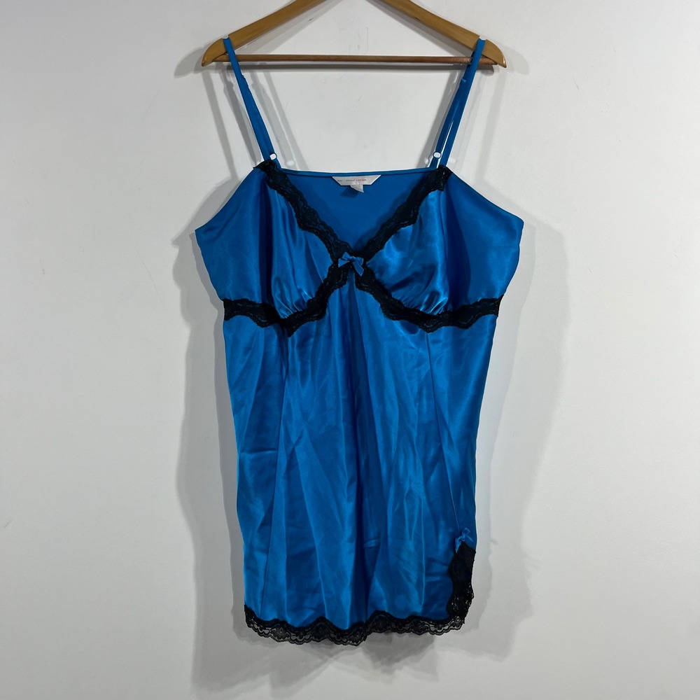 Cacique Y2K Babydoll Slip Dress Satin Lace Trim Nightgown Womens 2x Fairy Grunge